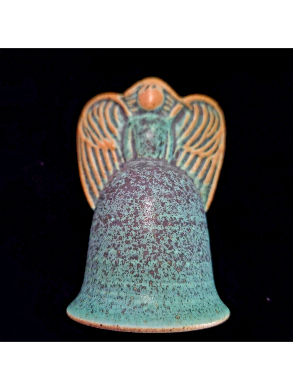 Ballymorris Made in Ireland Ceramic Angel Bell Green Speckled Glaze Vintage